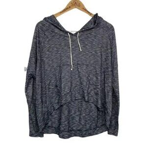 HOLLISTER WOMEN'S HIGH LOW GRAY‎ HEATHERED CROPPED HOODIE SWEATSHIRT SIZE M/L